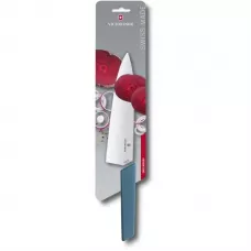Кухонний обробний ніж Victorinox 20 см Swiss Modern Carving широке, гладке лезо, блакитний, блістер (6.9016.202B)