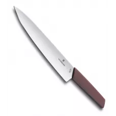 Кухонний обробний ніж 22 см Victorinox Swiss Modern Carving лезо гладке, бордовий блістер (6.9016.221B)