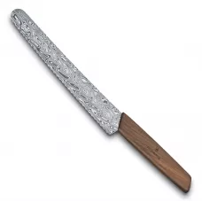 Лімітований кухонний ніж для хліба та випічки 22 см Victorinox Swiss Modern Bread & Pastry Damast дамаська сталь серрейтор горіхова ручка (Lim.Ed. 1884) Коричневий (6.9070.22WJ21)
