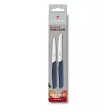 Набір з двох кухонних ножів для чищення Victorinox Swiss Modern Paring Set: 2 ножі з синіми ручками Marine та лезами 10 і 11 см Швейцарія (Lim.Ed. 2022) (6.9096.2L3)