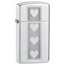 Запальничка бензинова вузька "ZIPPO" High Polish Chrome Slim Heart (28476)