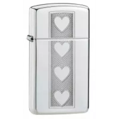 Запальничка бензинова вузька "ZIPPO" High Polish Chrome Slim Heart (28476)