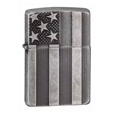 Запальничка бензинова армована ZIPPO U.S.Flag Armor Antq Slvr Plate (28974)