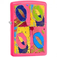 Запальничка бензинова ZIPPO Pop Lips неоновий рожевий (29086)