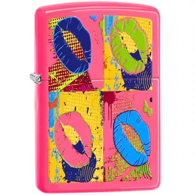 Запальничка бензинова ZIPPO Pop Lips неоновий рожевий (29086)