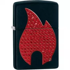 Запальничка бензинова ZIPPO Blind Flame, червоні кристали, оксамитова подарункова коробка (29106)