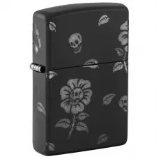 Запальничка бензинова Zippo Flower Skulls Design гравіровка Чорний (48931)