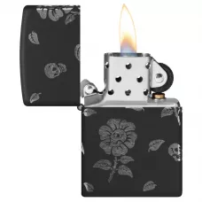 Запальничка бензинова Zippo Flower Skulls Design гравіровка Чорний (48931)