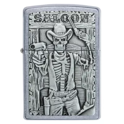 Запальничка бензинова ZIPPO Saloon Skull Emblem, матовий хром (49298)