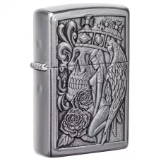 Запальничка бензинова Zippo Skull And Angel Emblem, матовий хром (49442)