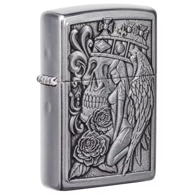 Запальничка бензинова Zippo Skull And Angel Emblem, матовий хром (49442)