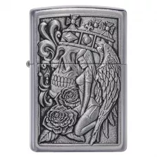 Запальничка бензинова Zippo Skull And Angel Emblem, матовий хром (49442)