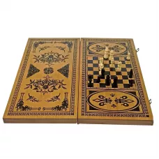 Набір 3 в 1 нарди+шахи (шашки) з бамбука (40х20х4 см) (DN22749)
