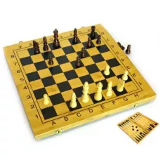 Набір 3 в 1 шахи (шашки)+нарди з бамбука (29,5х29х2,5 см) (DN24034)