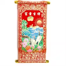 Панно світок "Журавлі" червоний 20х40 см (DN25232)