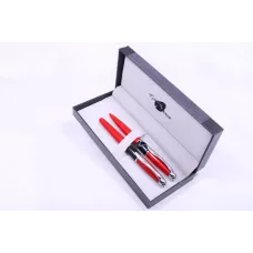 Набір подарунковий (ручка перова + кулькова) Gianni Terra Red With Black Червоно-чорний корпус (HH9030/B-F)