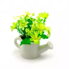Весняні квіти в керамічній лійці (14х13, 5х7, 5 см) жлвтий, білий (DN27073