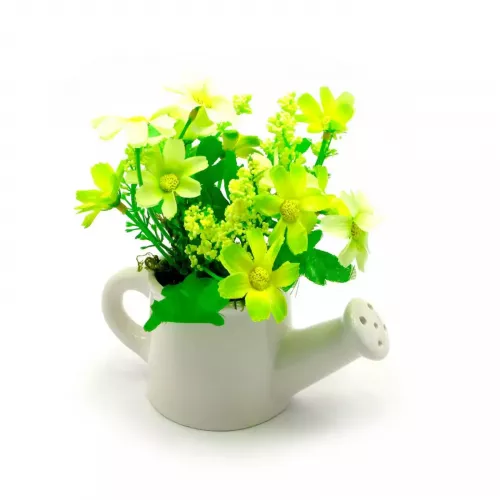Весняні квіти в керамічній лійці (14х13, 5х7, 5 см) жлвтий, білий (DN27073 Весняні квіти в керамічній лійці (14х13, 5х7, 5 см) жлвтий, білий (DN27073