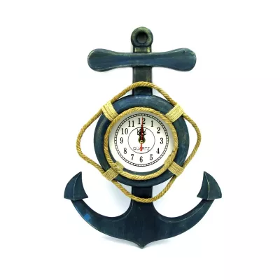 Настінний годинник "Якір" темно синій , дерево (45х32,5х4 см)(DN28419)