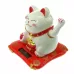 Кішка Манекі-неко махає лапкою на сонячній батареї 7,5х7х6,5 см білий, червоний (DN28754)