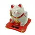 Кішка Манекі-неко махає лапкою на сонячній батареї 7,5х7х6,5 см білий, червоний (DN28754)