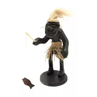 Статуетка "Папуас рибалка" дерево (16х15х7 см) (N29642)