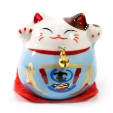 Кішка Манекі-неко керамічна блакитна 5х5х5 см (DN30831A)