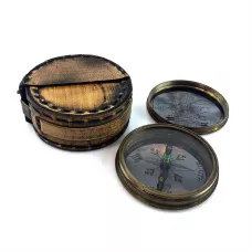Компас безрідинний бронзовий у шкіряному футлярі " Dollond London" Compass Dolland Antic 8,7 х3,5см (DN34903)