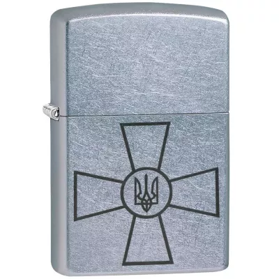 Запальничка бензинова Zippo Ukraine Classic Street Chrome гравіювання знак ЗСУ (207 ЗСУ)