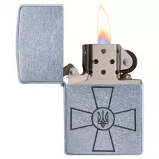 Запальничка бензинова Zippo Ukraine Classic Street Chrome гравіювання знак ЗСУ (207 ЗСУ)