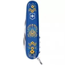 Складаний ніж Victorinox Spartan Ukraine 91 мм 12 функцій Українські мотиви Синій (1.3603.2_T1370u)