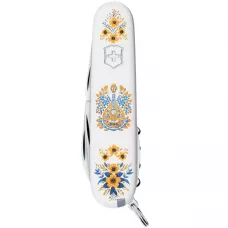 Складаний ніж Victorinox Spartan Ukraine 91 мм 12 функцій Українські мотиви Білий (1.3603.7_T1370u)