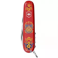Складаний ніж Victorinox Camper Ukraine 91 мм 13 функцій Українські мотиви Червоний (1.3613_T1370u)
