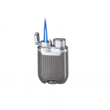 Газова запальничка турбо Silver Match Bucarest метал, регулювання полум'я, чорний лід, подарункова коробка (40674376DRI)