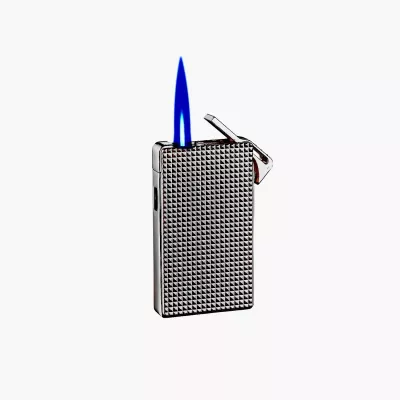 Газова запальничка турбо пласка Silver Match Luxembourg, метал, чорний лід, оксамитовий мішечок (40674378DRI)