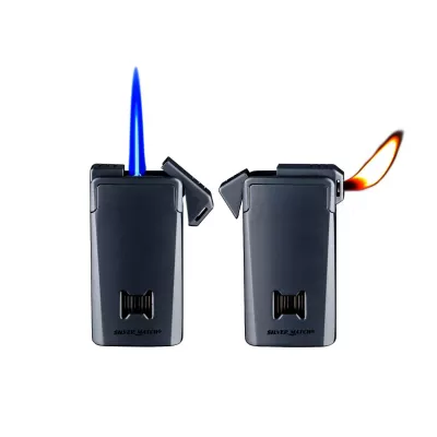 Запальничка газова п'єзо турбо Silver Match Chisinau на два полум'я, метал, чорна, подарункова коробка (40674382BL)