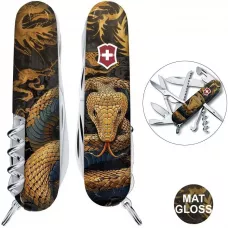 Складаний ніж 91мм Victorinox Huntsman Zodiac 15 функцій Дерев'яна змія (1.3713.3_Z4280pk)