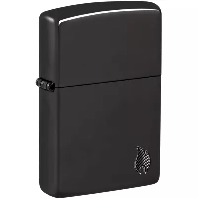 Запальничка армована бензинова Zippo Armor® High Polish Black Flame Design (46402)