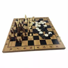 Набір 3 в 1 шахи, шашки, нарди 47,5х47,5, дерево (DN35133)