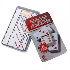Домино з різнокольоровими крапками в металевому кейсі Double Six Color 19х11х 2,1 см (DN35988)