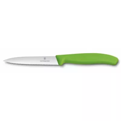 Кухонний ніж Victorinox SwissClassic для нарізки 100 мм серрейтор Зелений (6.7736.L4)