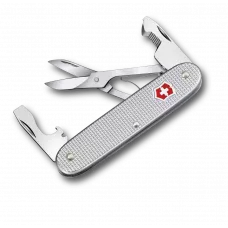 Кишеньковий складаний інструмент 93мм Victorinox COMPANION SLIM ALOX 6 функцій, рифлені сріблясті накладки, відкривачка для коробок, ножиці (0.8170.26)