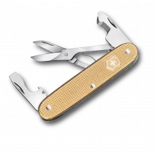 Кишеньковий складаний інструмент 93мм Victorinox COMPANION SLIM ALOX 6 функцій, рифлені золотисті накладки, відкривачка для коробок, ножиці (0.8170.28)