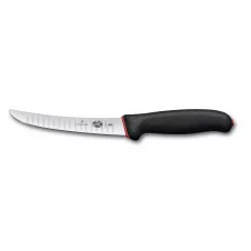 Кухоний ніж обвалочний 15 см Victorinox Dual Grip Boning лезо вигнуте, з канавками (рифлене), рівне, жорстке (5.6523.15D)
