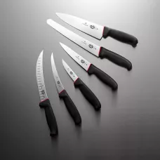 Кухоний ніж обвалочний 15 см Victorinox Dual Grip Boning лезо вигнуте, з канавками (рифлене), рівне, жорстке (5.6523.15D)