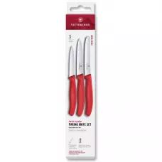 Набір для чищення овочів з трьох ножів Victorinox SWISS CLASSIC червоний, подарункова коробка (6.7111.34C1)