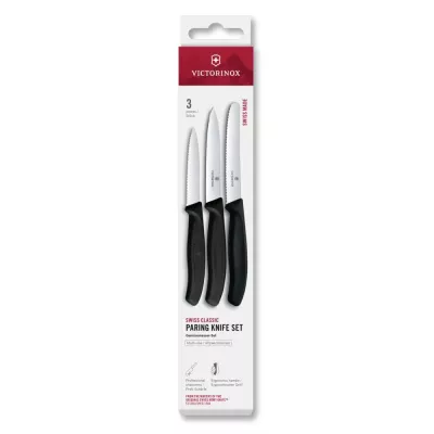 Набір для чистки овочів з трьох ножів Victorinox Swiss Classic Paring чорний (6.7113.34)