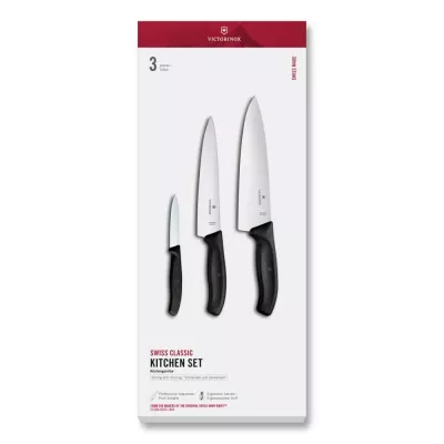 Набір кухонний з трьох ножів Victorinox Swiss Classic Kitchen Set чорний (6.7133.3G)