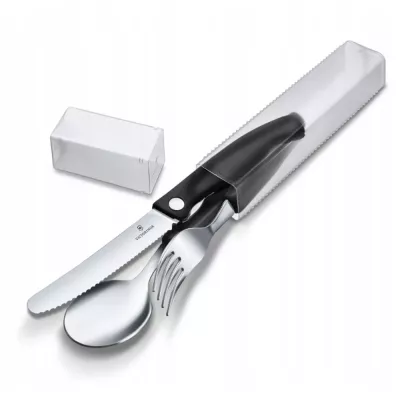 Набір для пікніка 3 в 1 Victorinox SWISS CLASSIC Picnic складаний серрейторний ніж, виделка, ложка, пластиковий бокс (6.7193.3F)