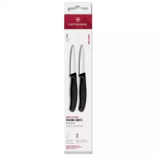 Набір з 2 ножів для чищення овочів 8 см Victorinox Swiss Classic леза - гладкі, чорний (6.7603.2)